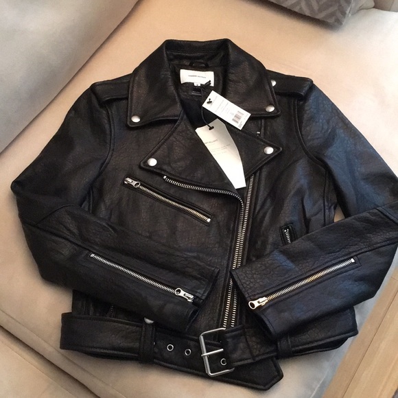 Current/Elliott Black Leather Moto Jacket - Picture 6 of 8